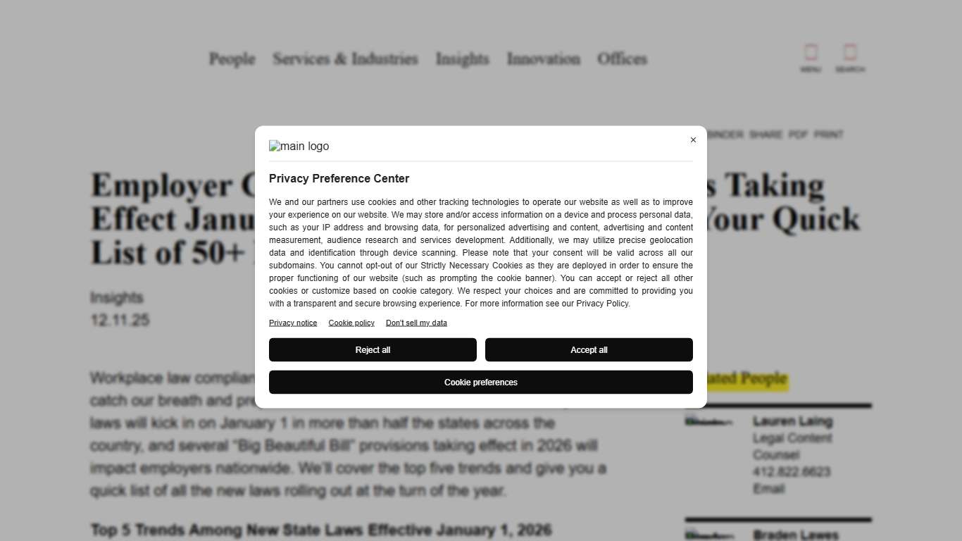 Employer Cheat Sheet for Workplace Laws Taking Effect January 1, 2026: Top 5 Trends and Your Quick List of 50+ New Laws Fisher Phillips